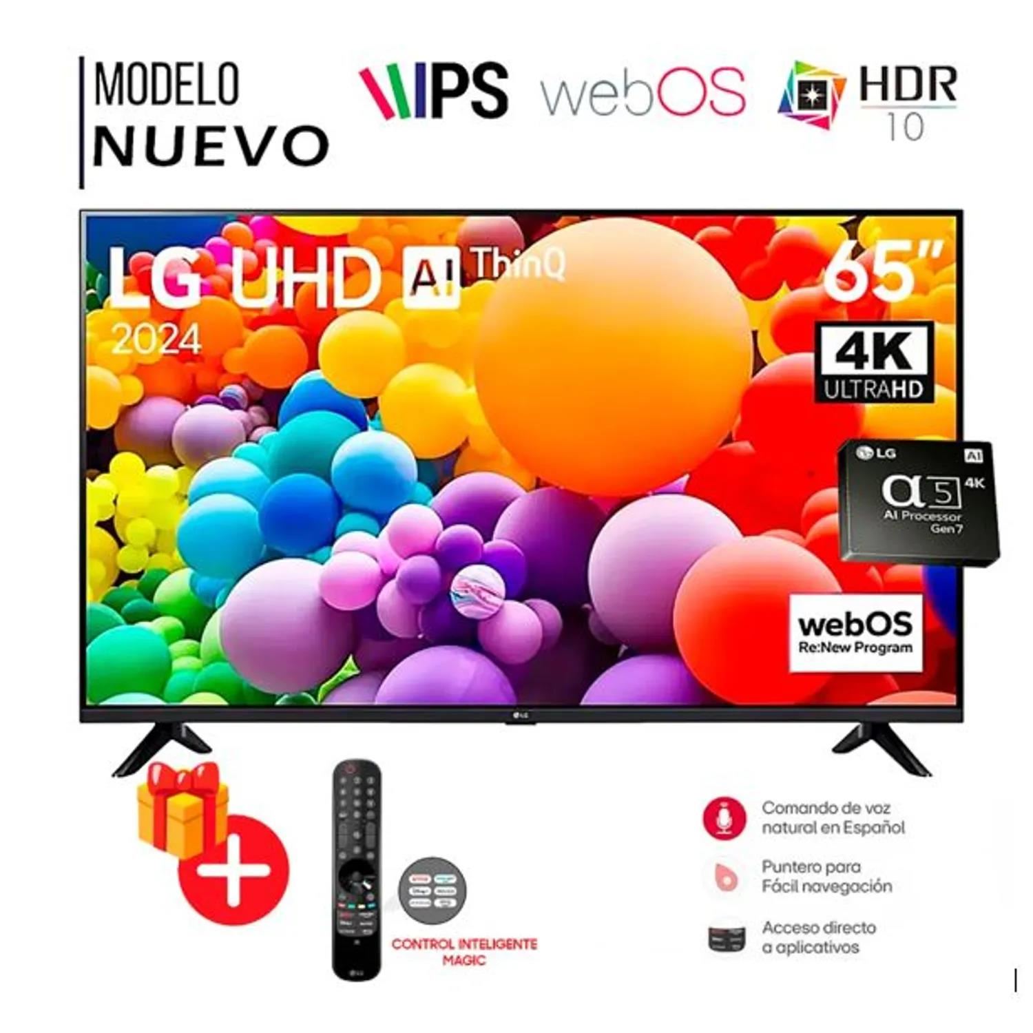 Televisor LG 65" Smart TV 4K UHD ThinQ AI 65UT7300PSB (Modelo 2024)