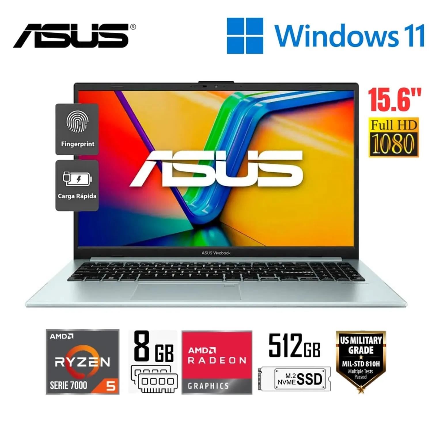 Laptop Asus VivoBook Go 15” AMD Ryzen 5 7520U 8GB RAM 512GB SSD FHD Windows 11 - E1504FA-NJ365W