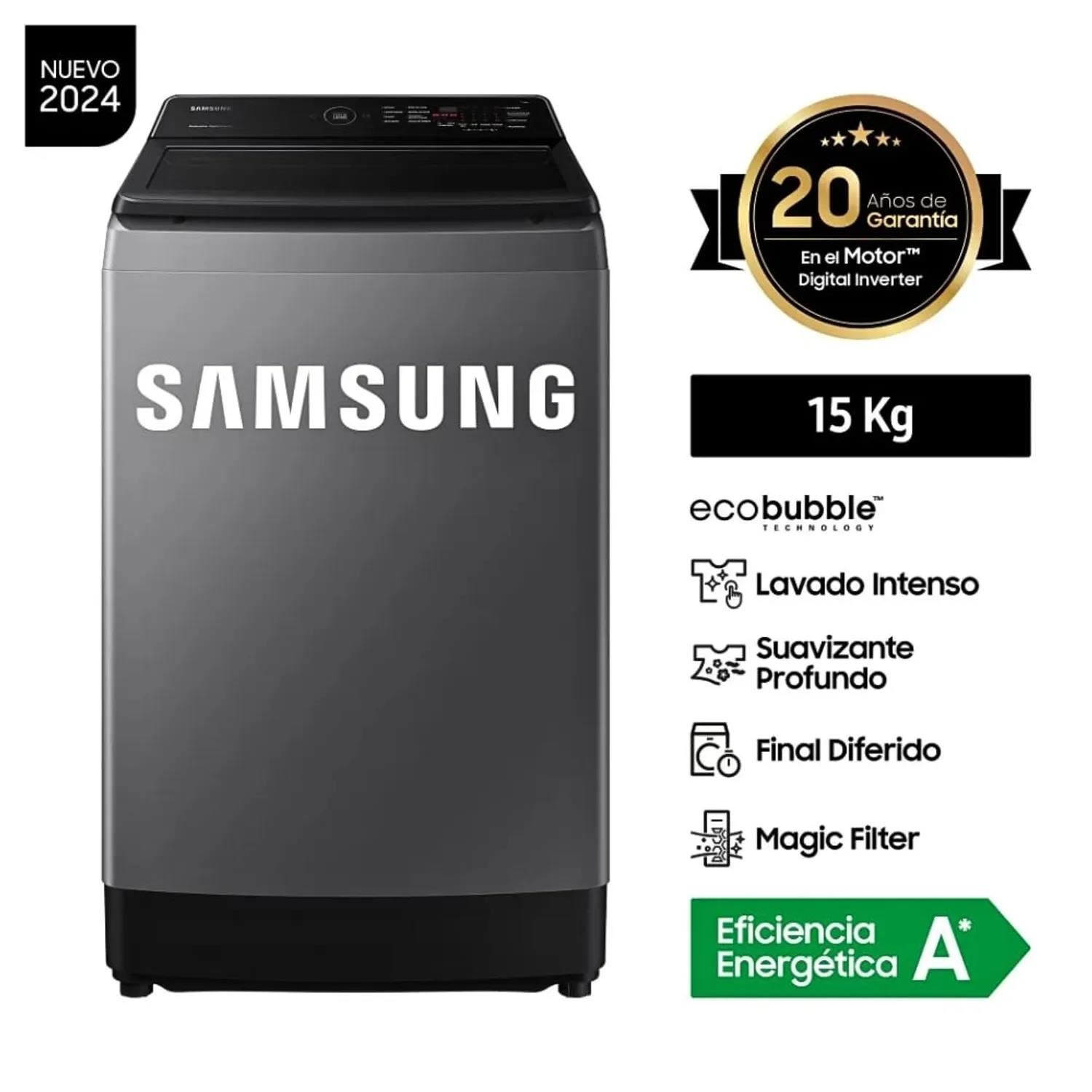 Lavadora Samsung 15kg Carga Superior EcoBubble WA15CG5441BDPE - Gris