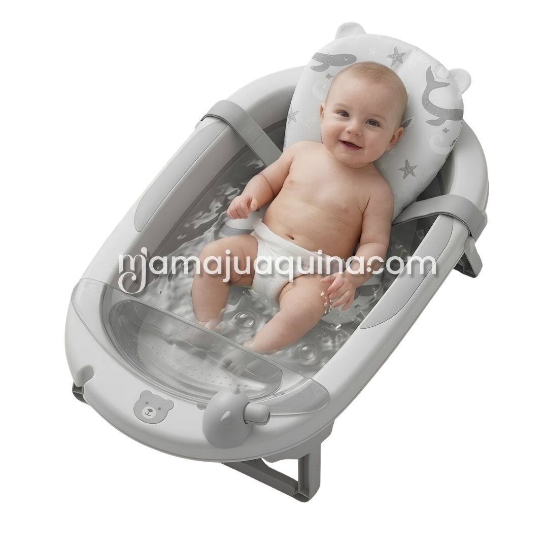 Bañera Plegable para Bebé «JADDE PLUS» con Accesorios Gray