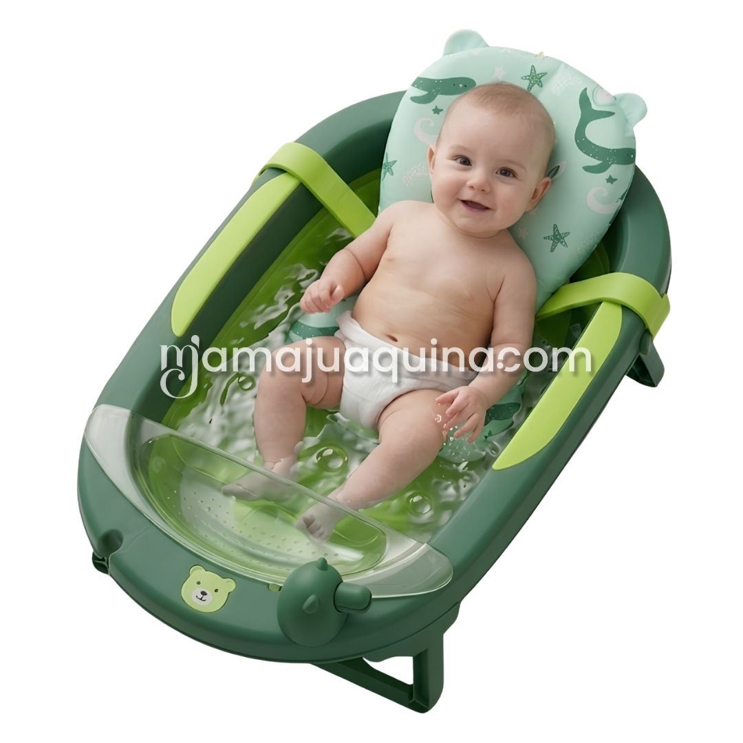 Bañera Plegable para Bebé «JADDE PLUS» con Accesorios Green