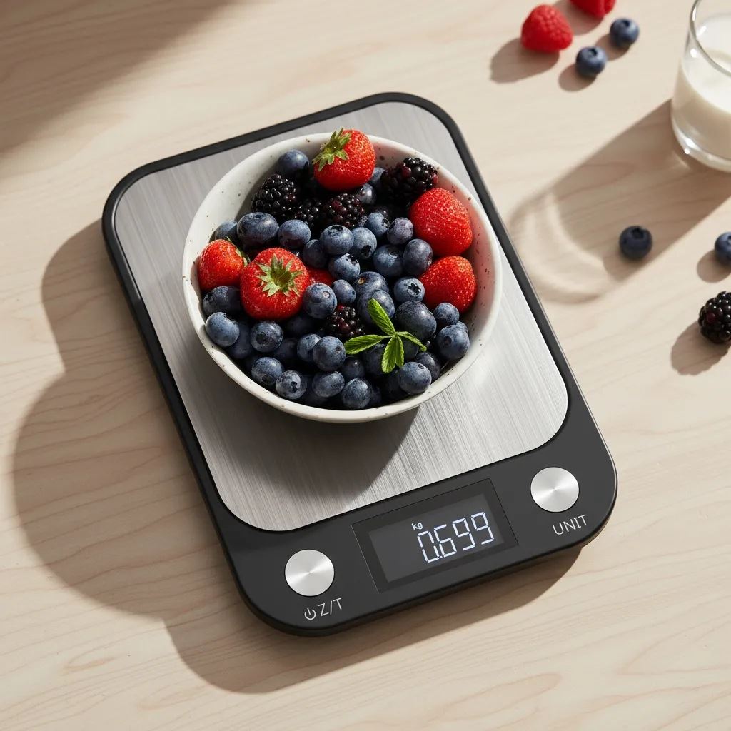 Balanza gramera portatil metálica 10KG + ABS botones táctiles con pilas AAA incluidas JBM-45