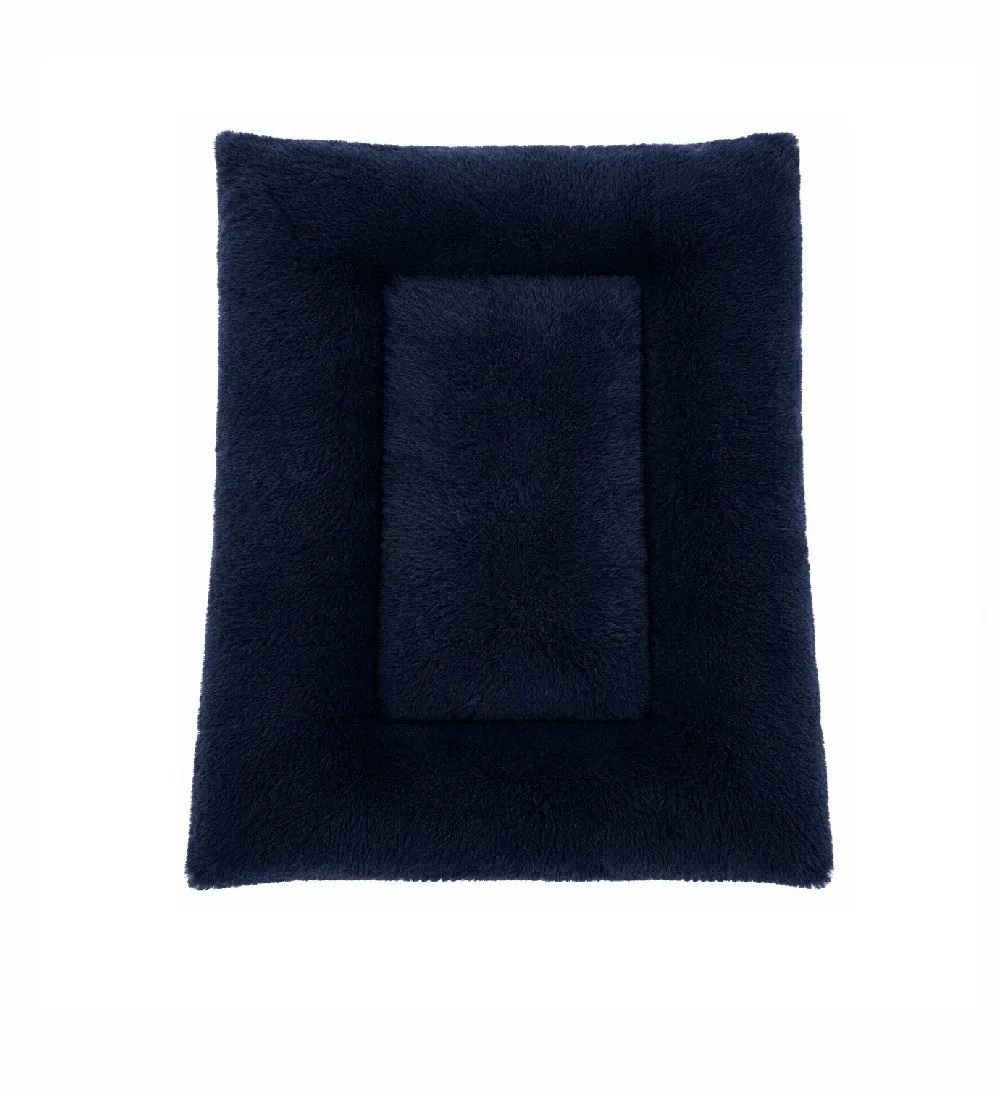 Cama Colchoneta Chica De Tela Carnero Para Mascotas Perros Y Gatos Azul Marino