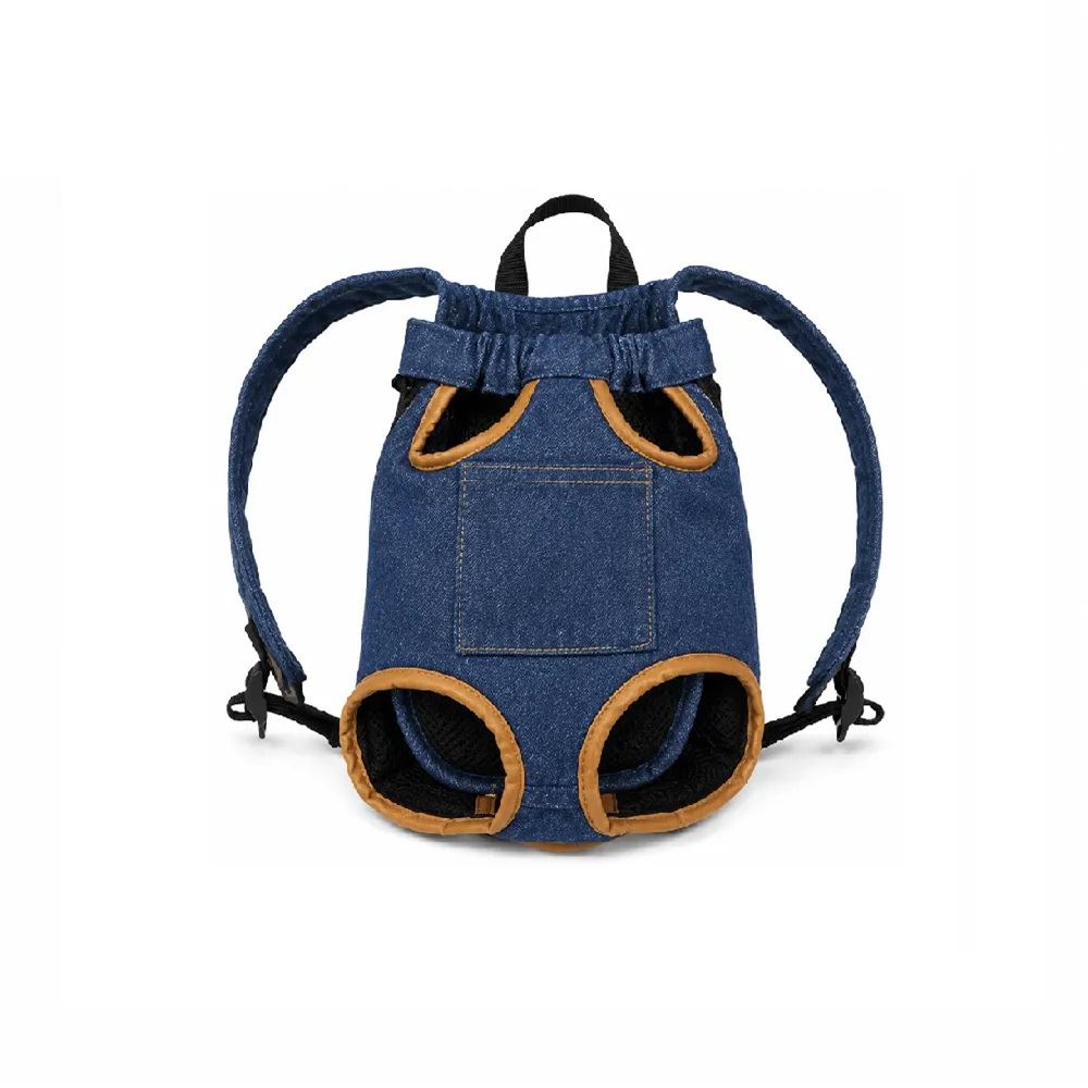Canguro mochila de tela jean para mascotas perros talla M