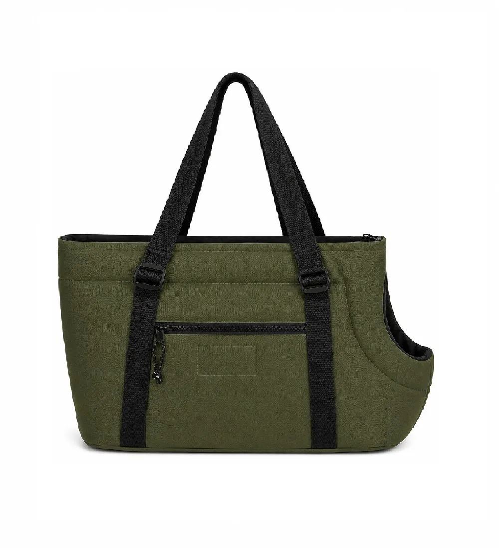 Cartera Transportadora Para Mascotas Perros Y Gatos Talla S Color Verde