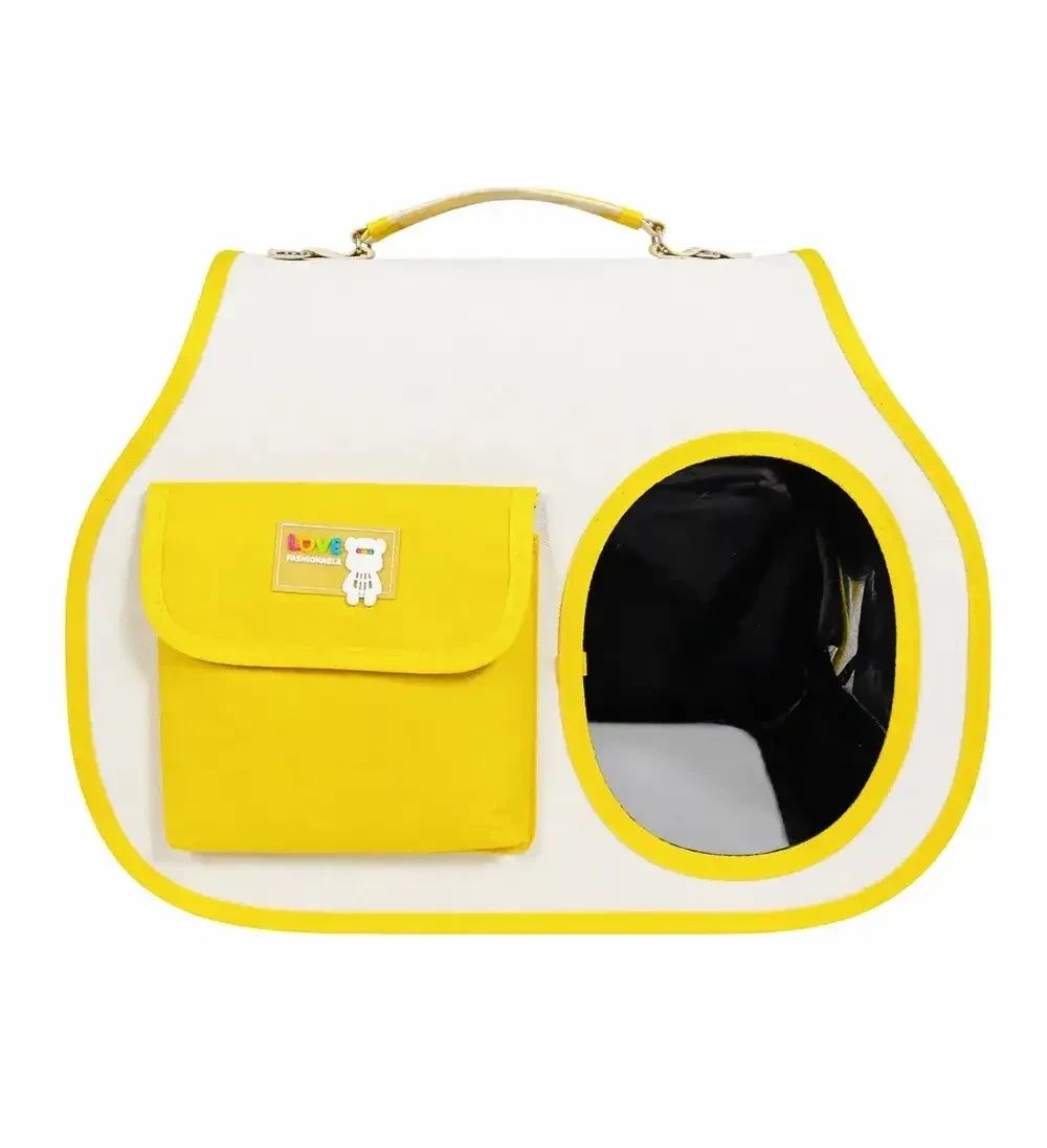 Transportador Tipo Maletín Para Mascotas Perros Y Gato Color Amarillo Talla Única