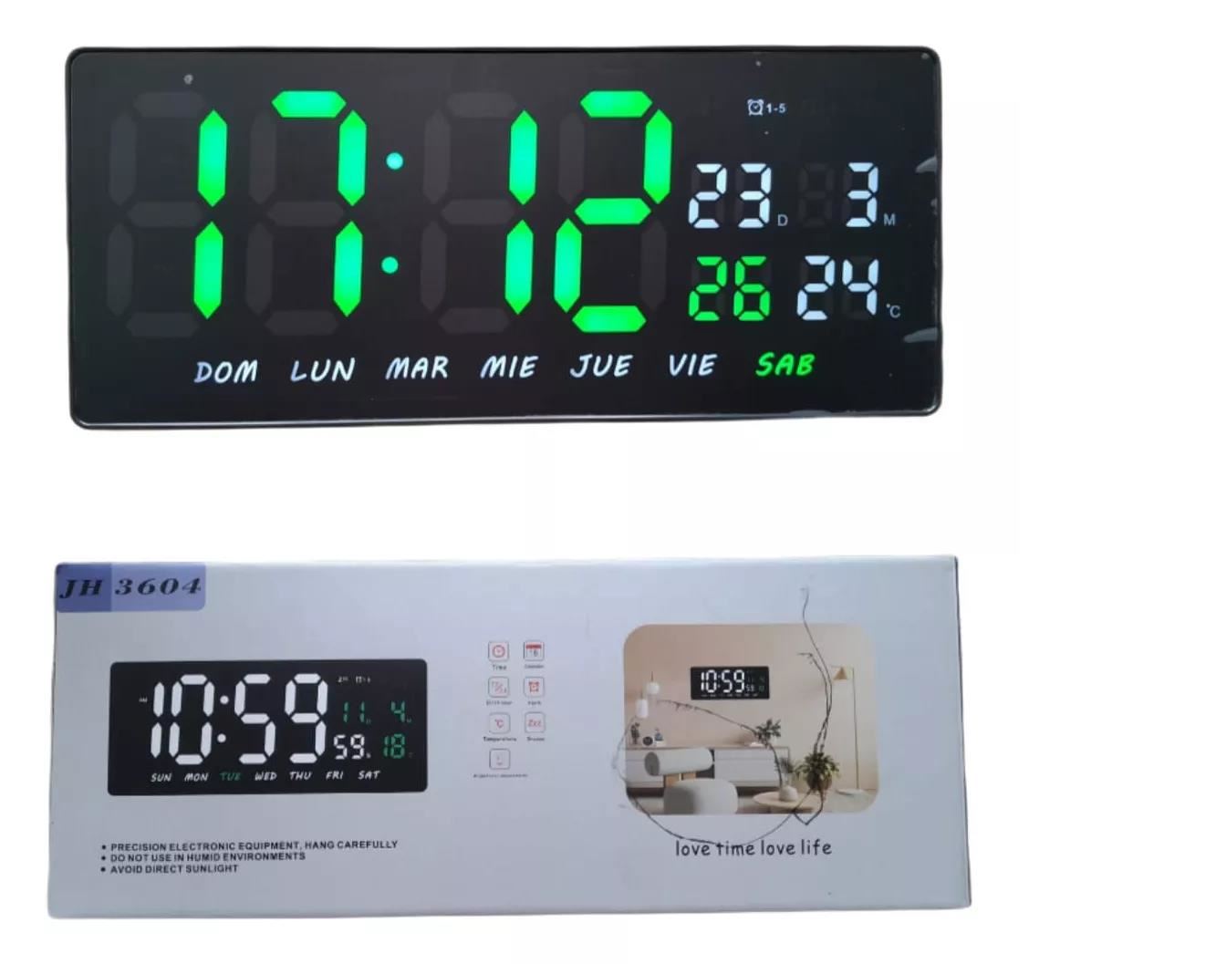 Reloj Digital de Pared LED con calendario fecha y Temperatura