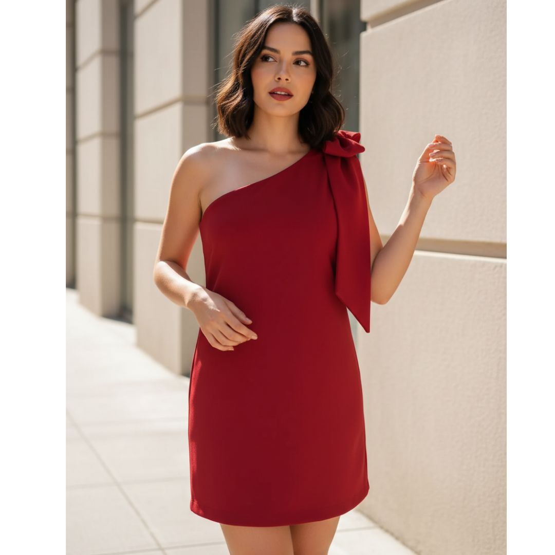 Vestido Brenda rojo elegante para mujer