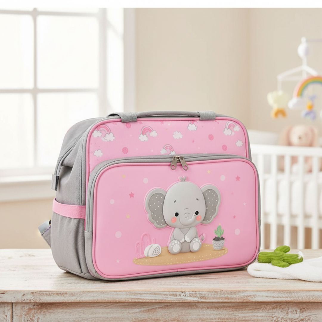 Bolso cartera pañalera para bebe con diseño - Rosado