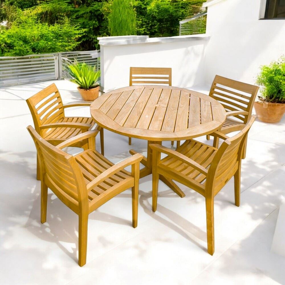 Comedor de Exterior de Madera Redondo Arauca 5 Personas Movenda