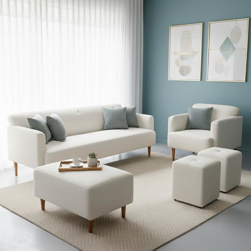 Juego de Sala Zara 3-1 + Banqueta + 2 Puff