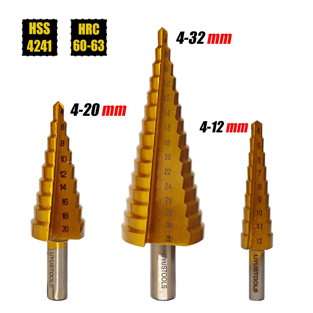 Juego Brocas Metal HSS Escalonadas Uyustools BCE3SU 4-32mm x 3Pcs