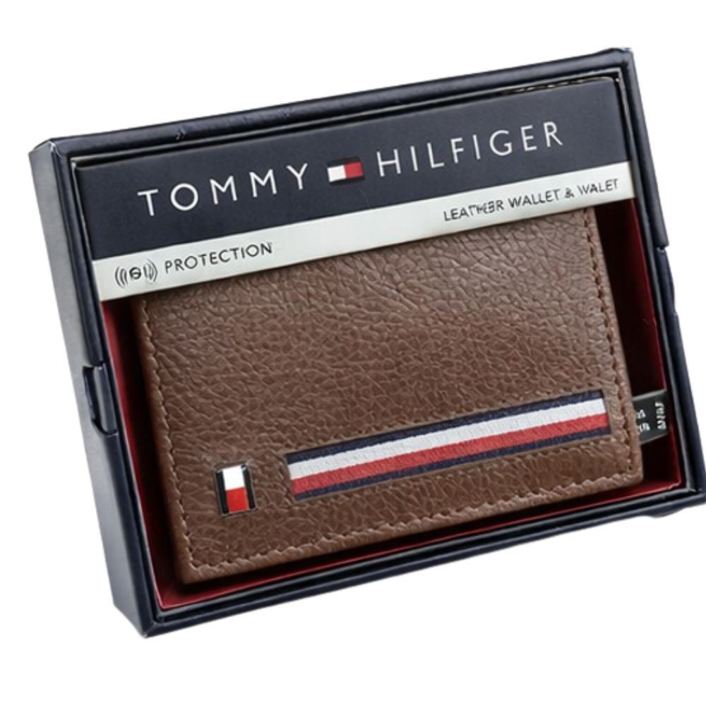 BILLETERA TOMMY HILFIGER CON PROTECCION RFID – CUERO MARRON