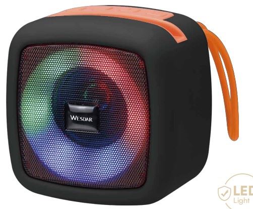 Wesdar - Parlante Bluetooth BT 5.1 5W 4hrs LED Colors - Negro