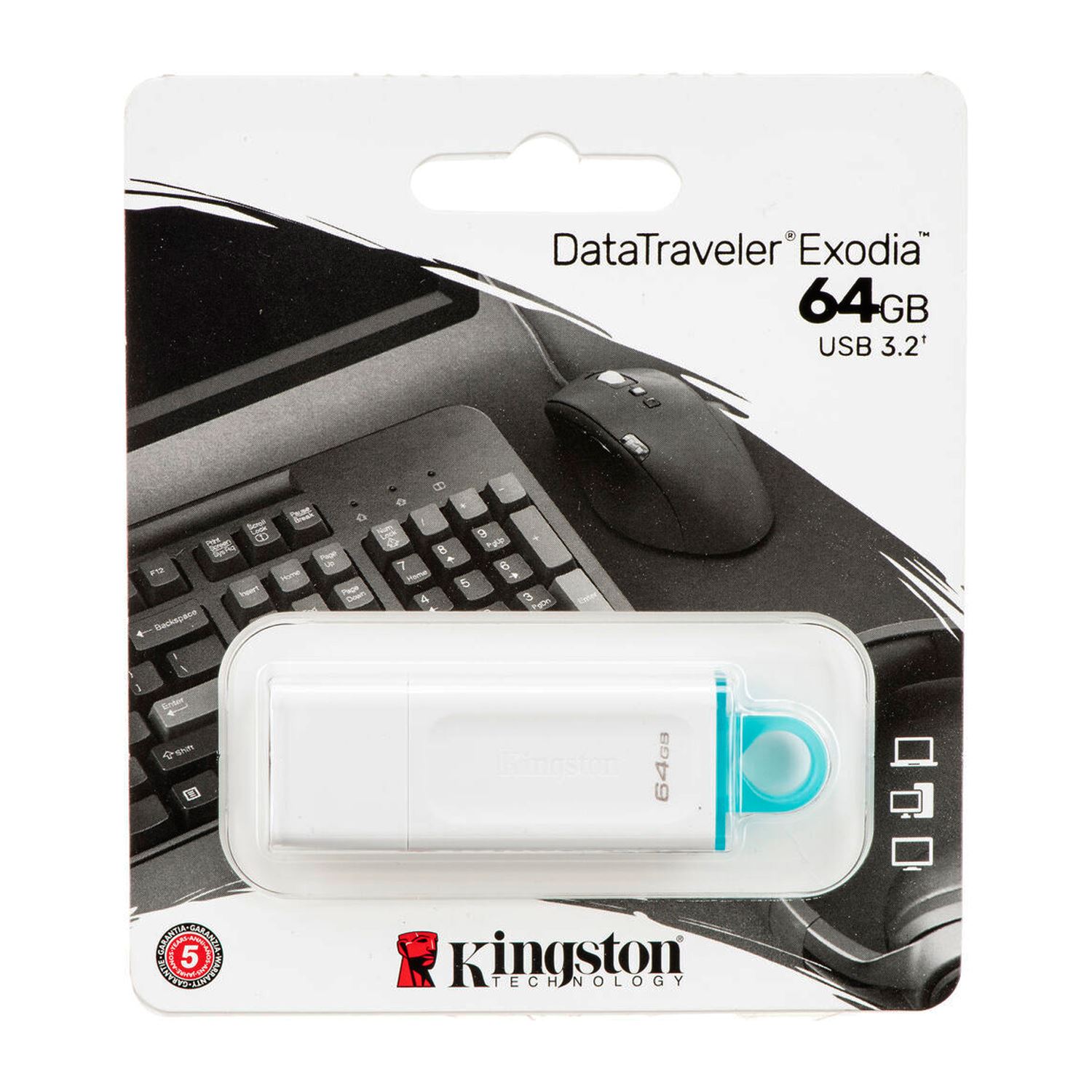 Memoria USB 3.2 Kingston Exodia 64GB - KC-U2G64-5R Blanco