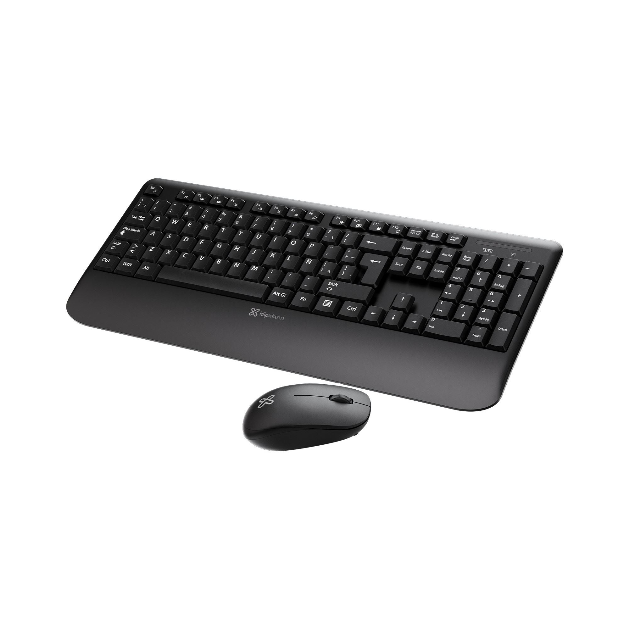 KLIP XTREME Combo Teclado + Mouse Inalámbrico 2.4GHz Español con Reposa manos Keyroll - KCK-300S