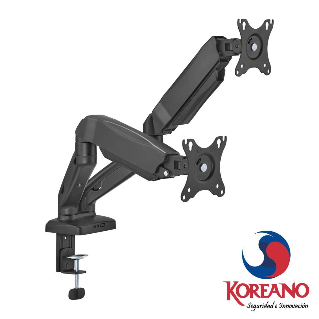 RACK SOPORTE DE ESCRITORIO ERGONÓMICO PARA 2 MONITORES CON AJUSTE MECÁNICO 17 A 32 PULGADAS – KE-C024E | KOREANO