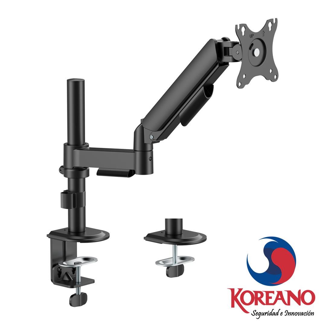 RACK SOPORTE DE ESCRITORIO ERGONÓMICO CON AJUSTE MECÁNICO Y POSTE REGULABLE PARA MONITOR 17 A 32 PULGADAS – KE97-12PE | KOREANO