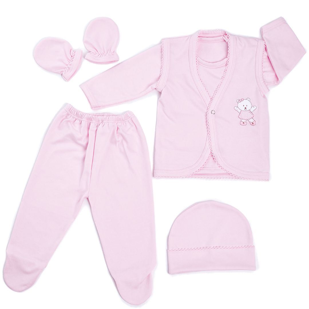 Pack 2 Ajuar Conjunto De Bebe 5 Piezas Algodón Pima (0 A 3 Meses)