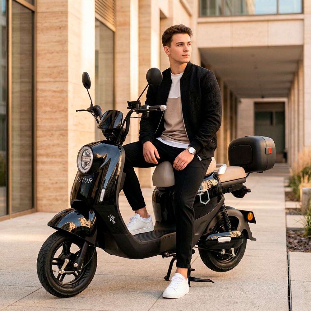 Moto Eléctrica KIRA de Litio, 25kmh, 50km, 500W Negro