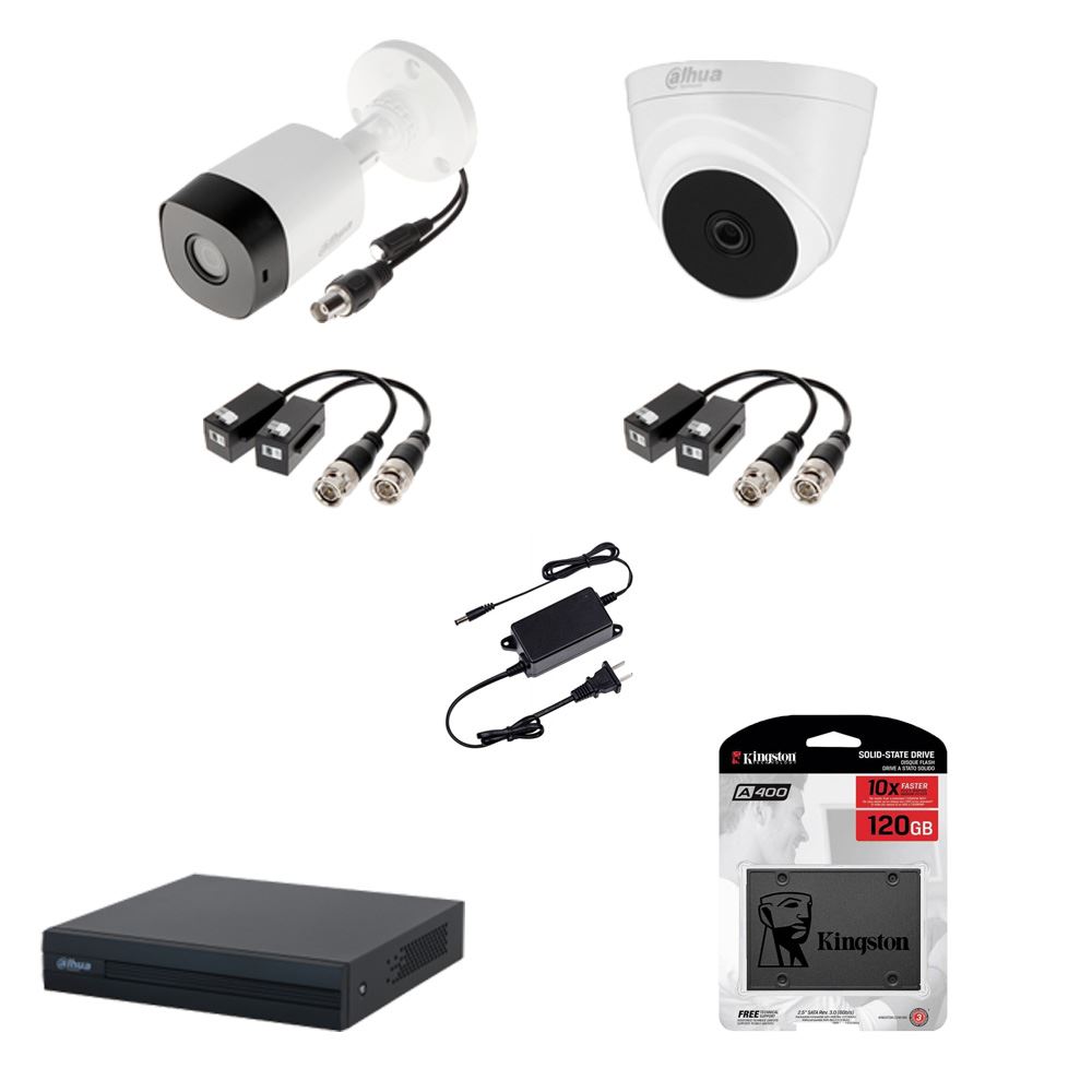 KIT 2 CAMARAS SEGURIDAD DAHUA + SSD 120 GB