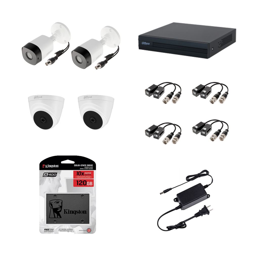 KIT 4 CAMARAS SEGURIDAD DAHUA + SSD 120 GB