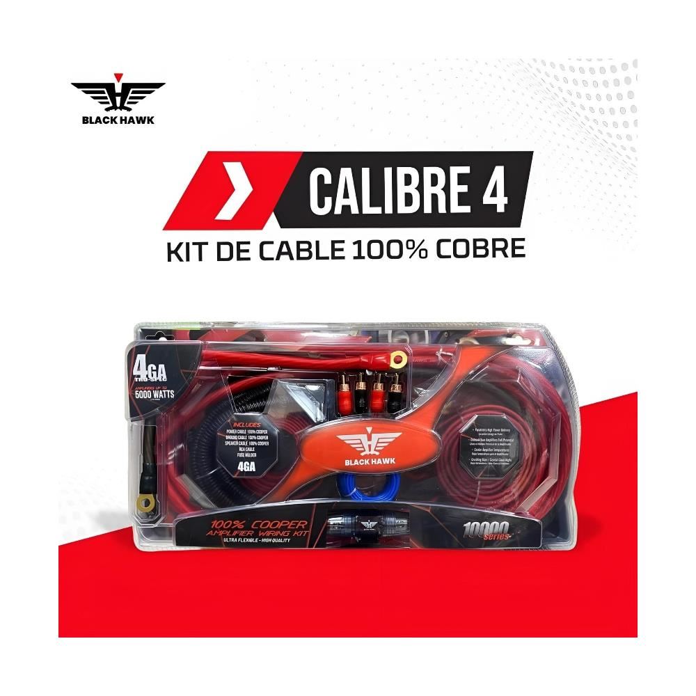 KIT DE CABLE PARA AMPLIFICADOR CALIBRE 4 - BLACK HAWK