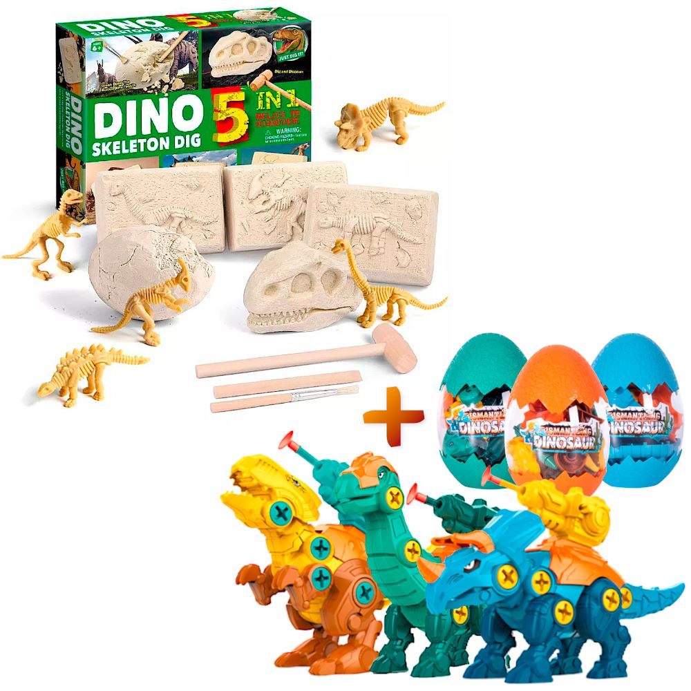 Kit de Excavación de Esqueletos Y Huevo de Dinosaurio Armable x1 UND |  Juntoz