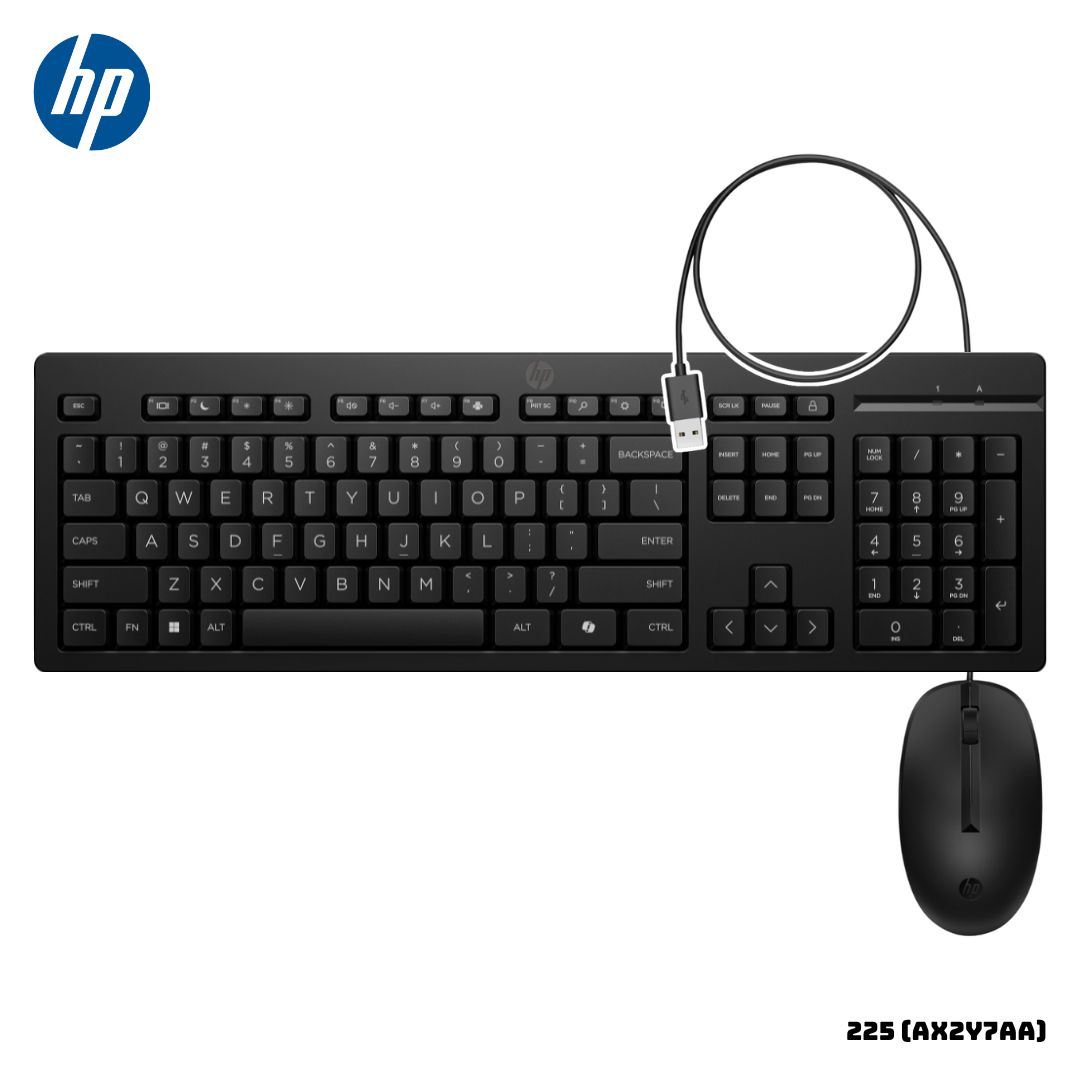 KIT HP TECLADO Y MOUSE ALAMBRICOS 225 NEGRO - AX2Y7AA