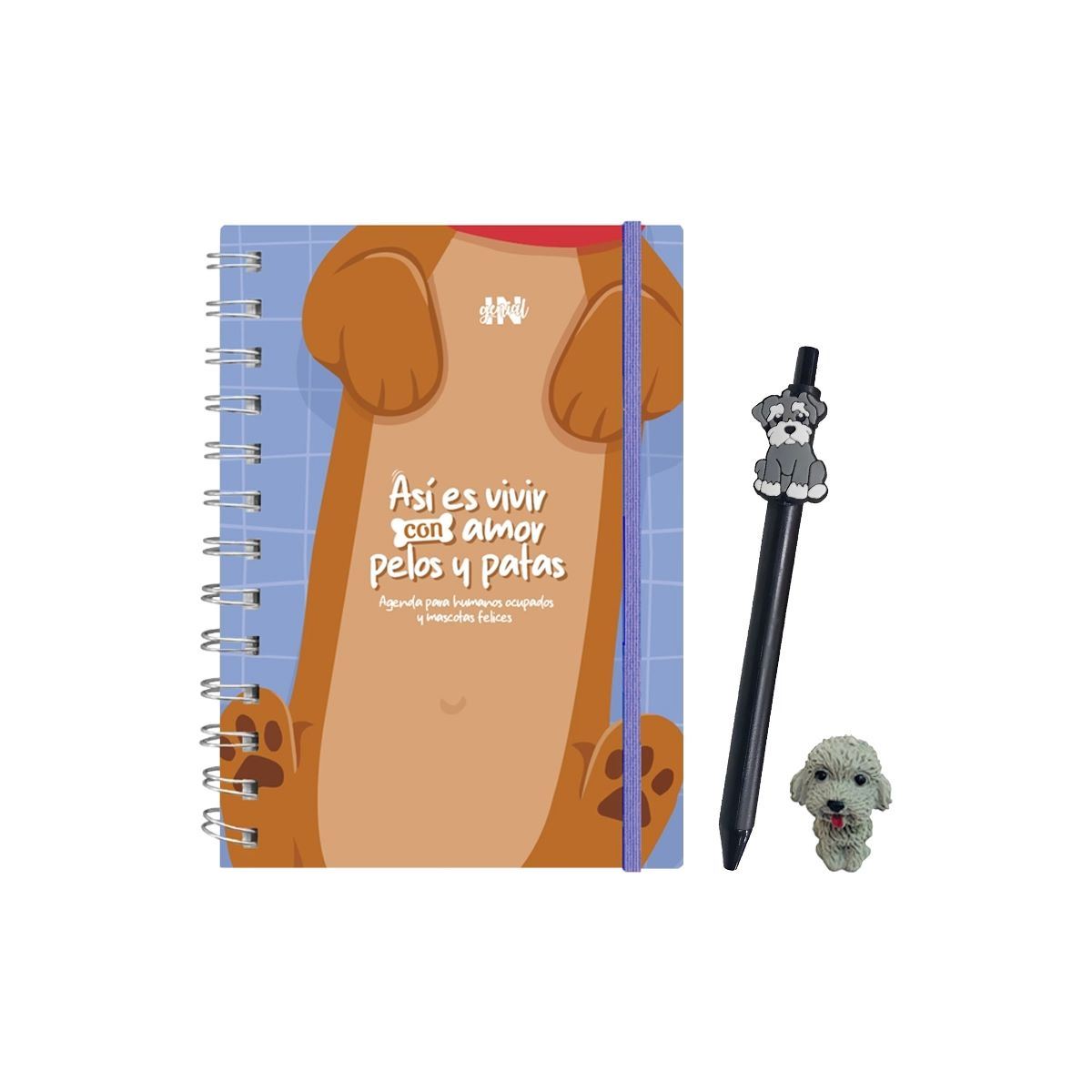 Kit petlover Rexy: agenda para dueños de mascotas, lapicero y borrador