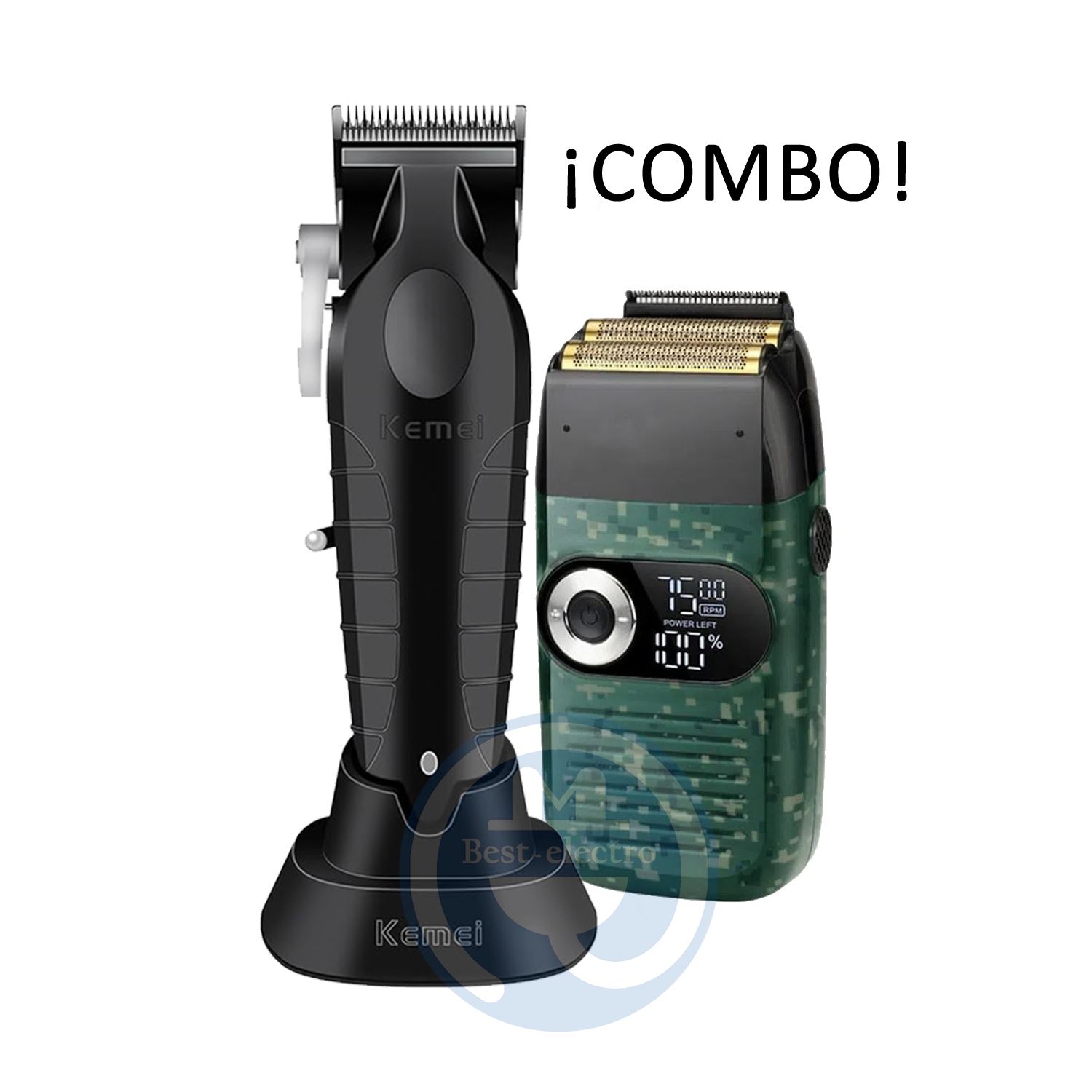 Combo Kemei Cortadora KM2296 y Afeitadora KM2027.