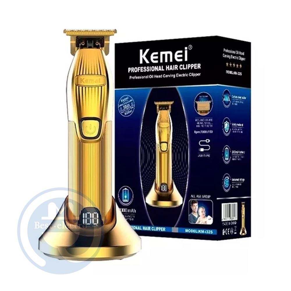 Trimmer Kemei KM-I32S con Base de Carga Dorado