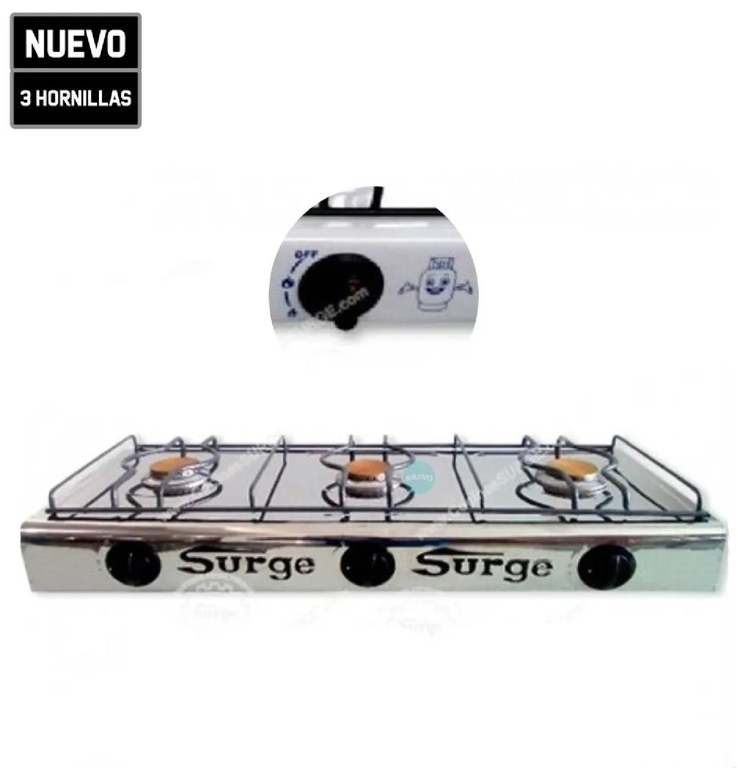 Cocina de Mesa Surge de 3 Hornillas Acero Inoxidable