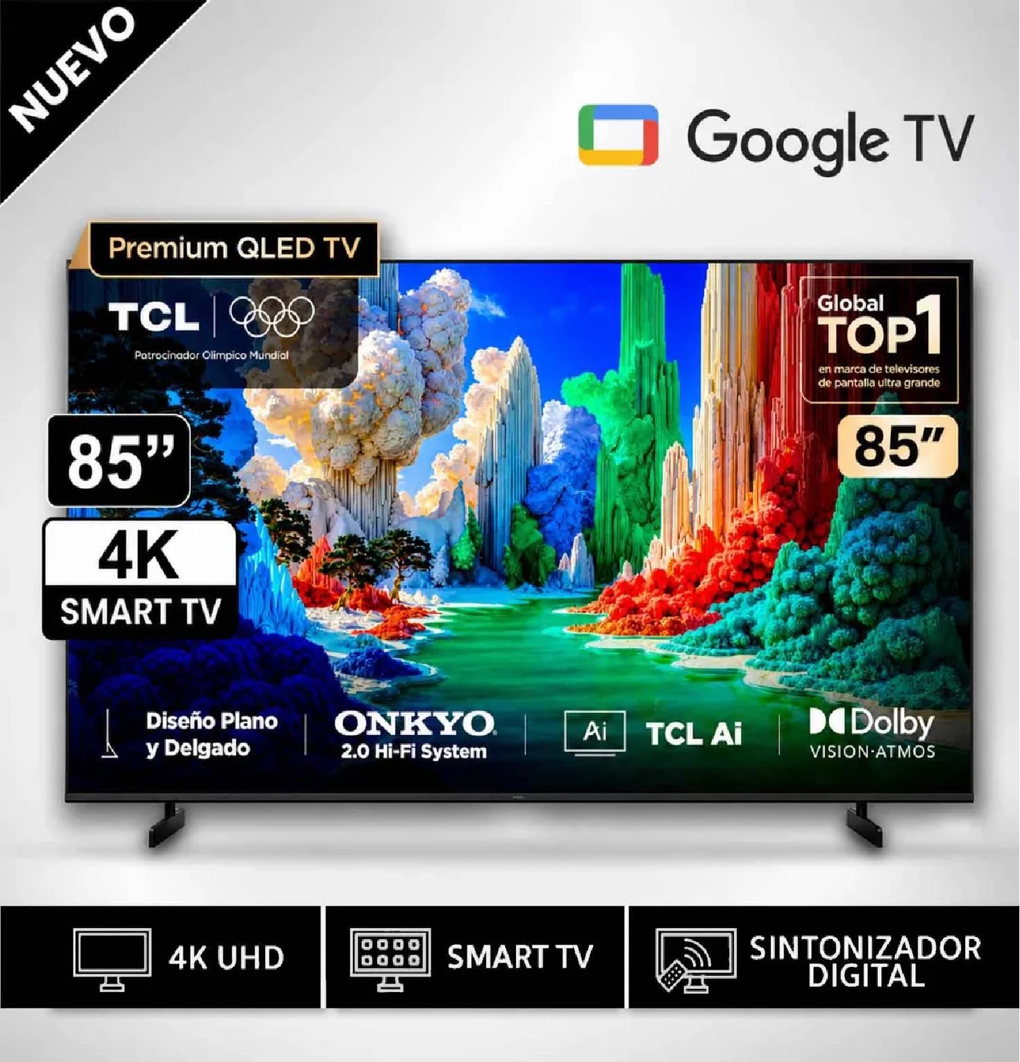 Televisor TCL 85” QLED Premium 85A400 4K Ultra HD 144Hz Google TV