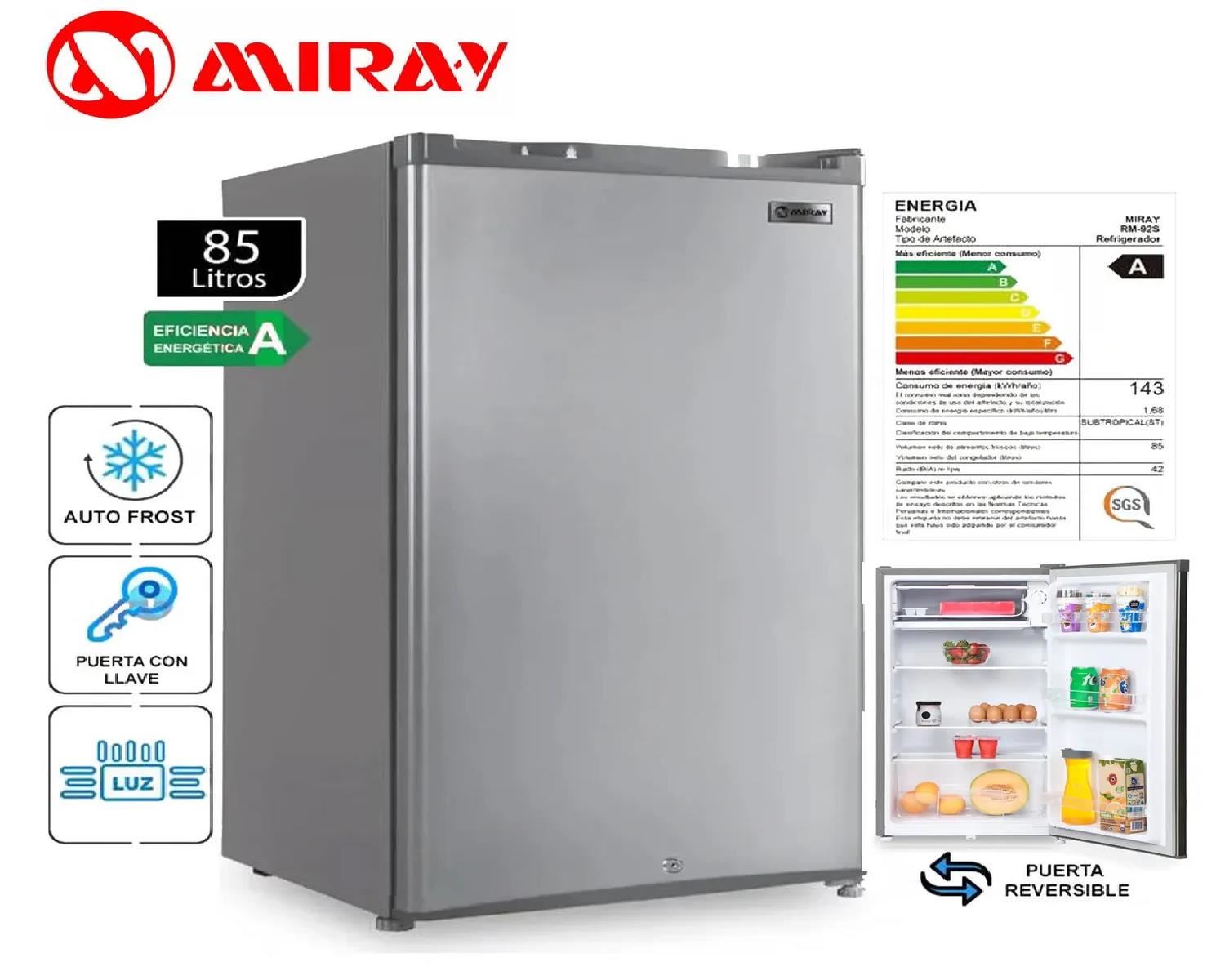 Frigobar - Refrigeradora Miray RM-92S 85L – Silver