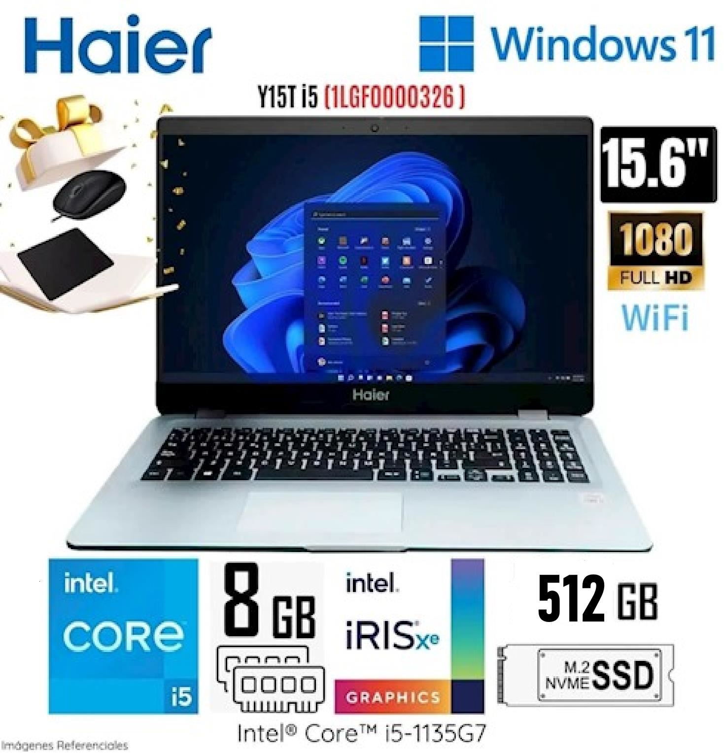 Laptop Haier Y15TI5 Intel Core i5-1135G7 8GB RAM 512GB SSD