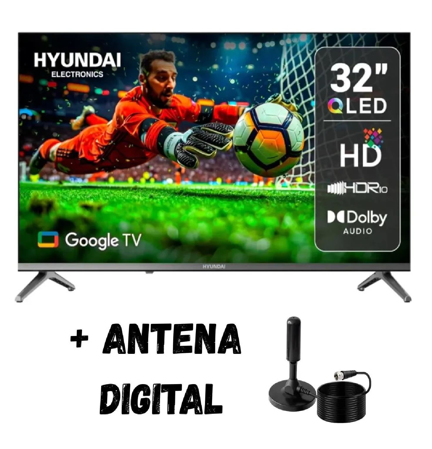 Televisor Hyundai 32” Smart TV QLED HD HYLED3259QG + Antena Digital