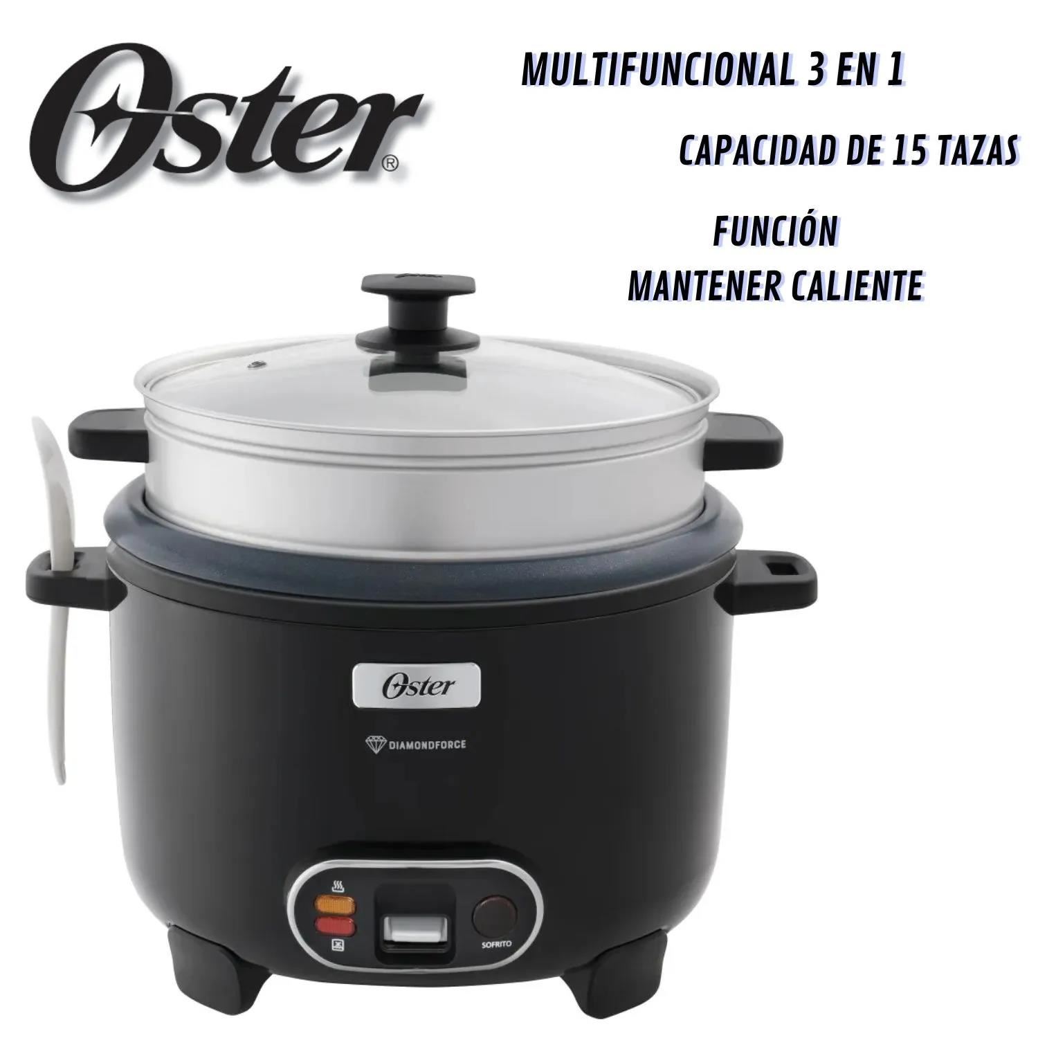Olla Arrocera Oster CKSTRC15DFBLK 2.8L con Vaporera y Función Sofrito - Negra