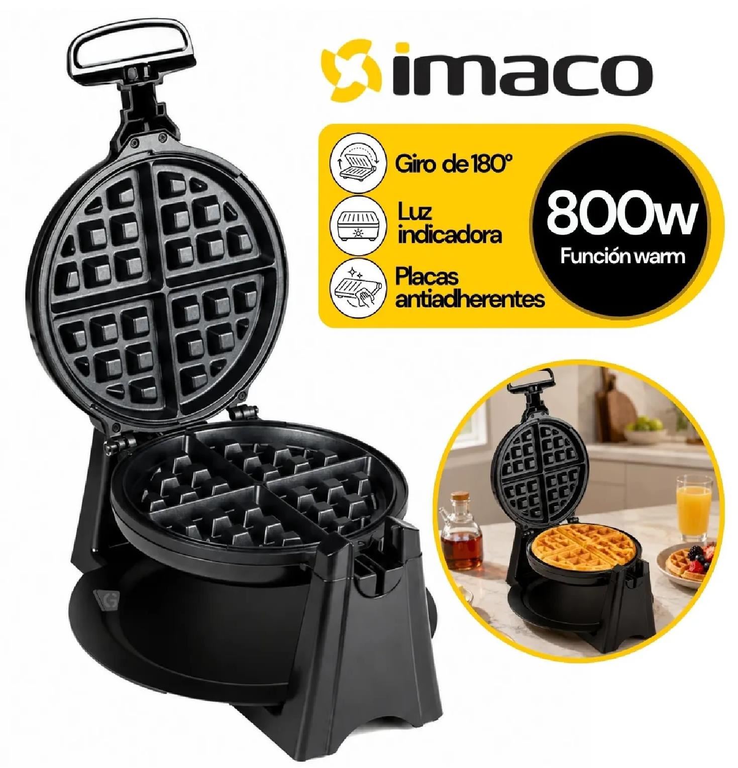 Waflera Eléctrica Imaco Twister WF2160 800W Antiadherente - Negro