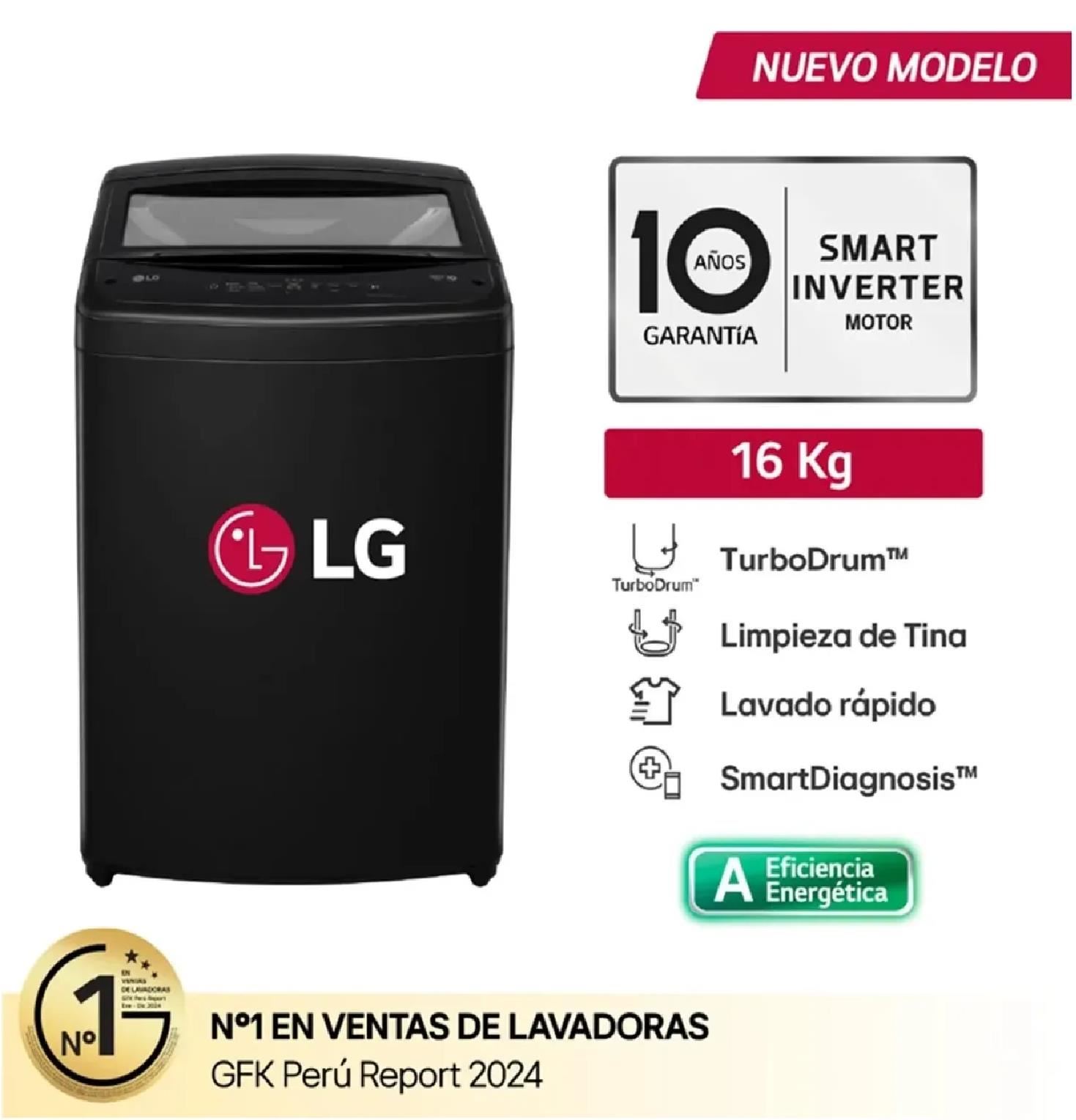 Lavadora LG WT16OBVTB 16 kg Carga Superior TurboDrum - Negro Onyx