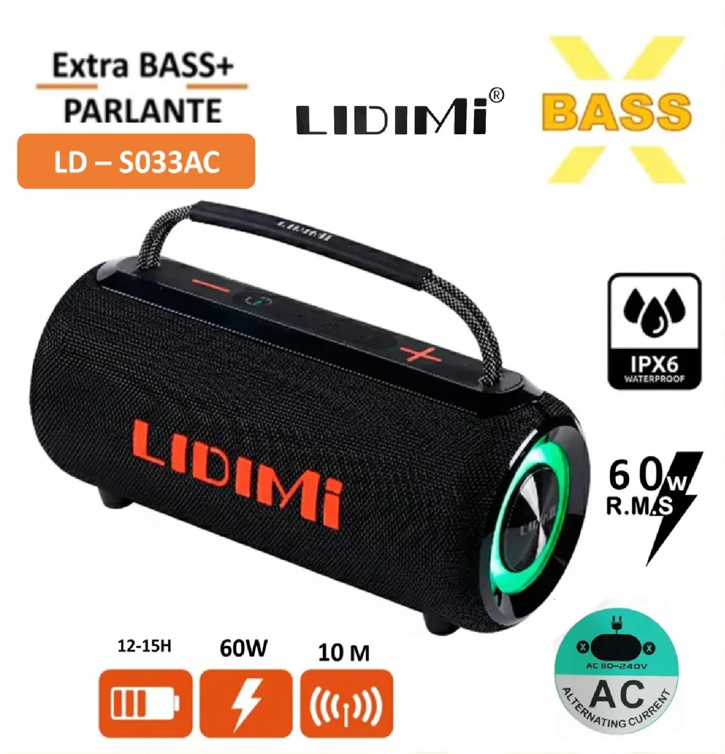 Parlante Portátil LIDIMI LD-S033AC Bluetooth 60W USB TF - Negro