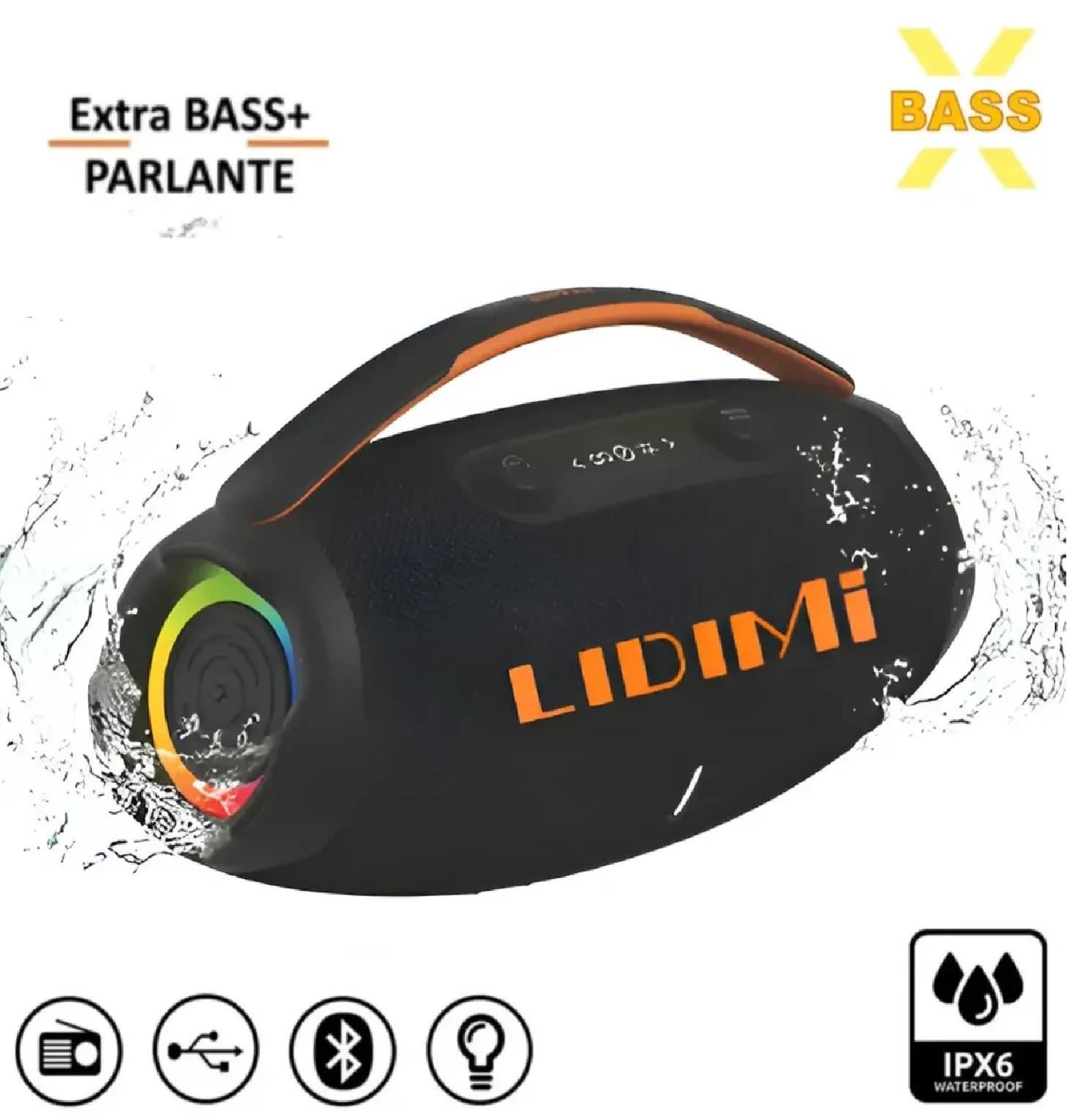 Parlante Bluetooth LIDIMI LD-S836 60W Bass Boost con Luces RGB – Negro
