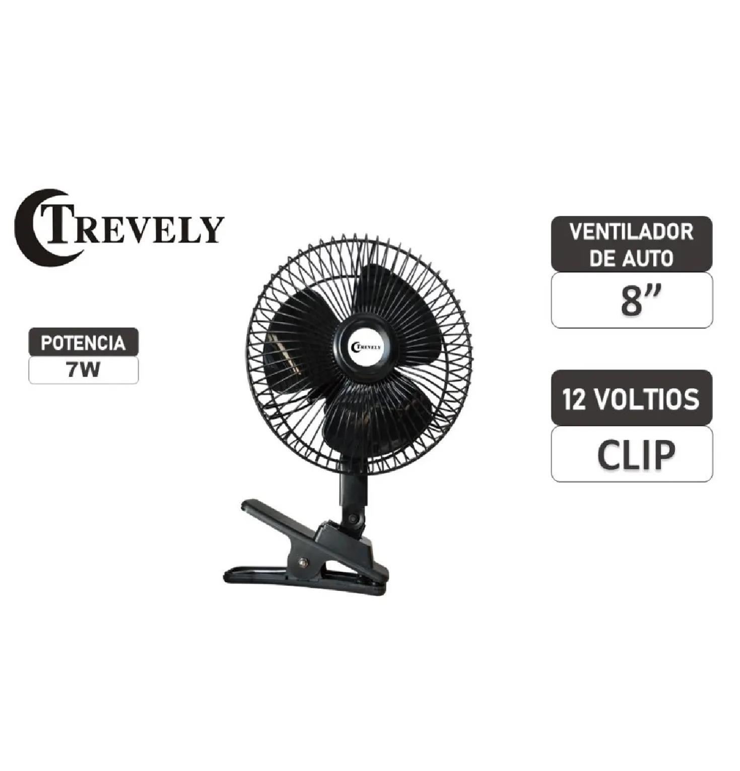 Ventilador para Auto 8" CT-800 TREVELY 12 Voltios - Negro