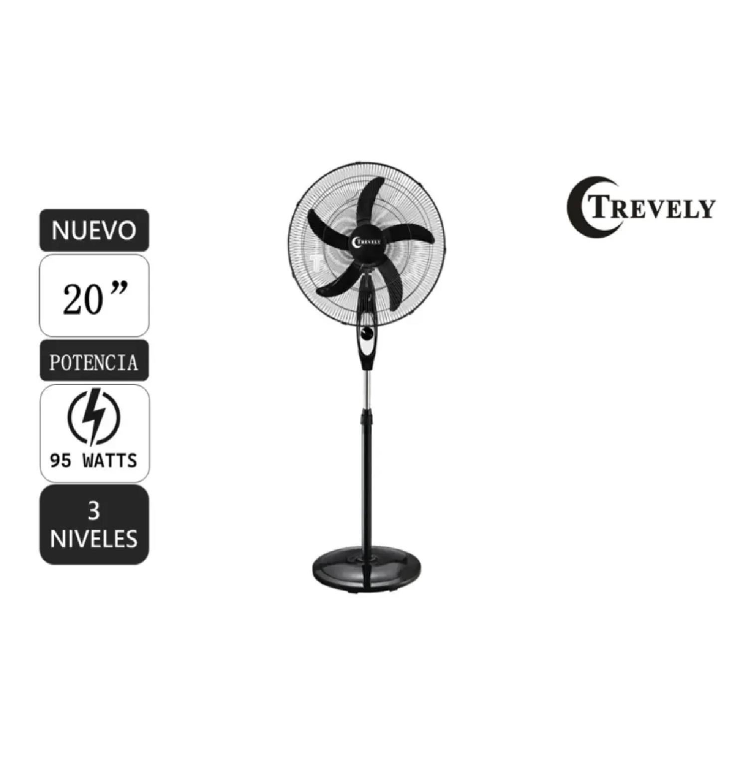 Ventilador Pedestal de 95W 20” TREVELY VT-2080 - Negro