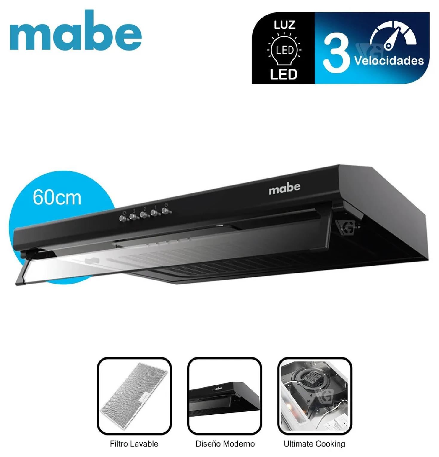 Campana Extractora Mabe CMU6020PB0 60 cm - Negro