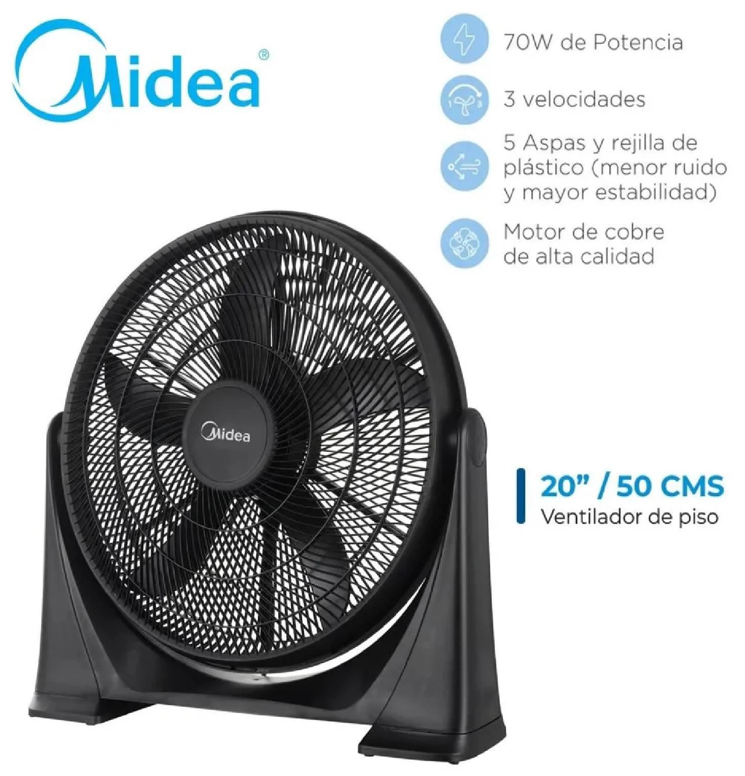 Ventilador de Piso 20” pulgadas Midea 70W - Negro