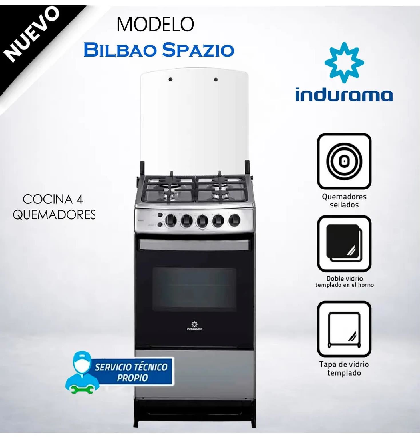 Cocina Indurama Bilbao Spazio Plus de 4 Hornillas Color Croma
