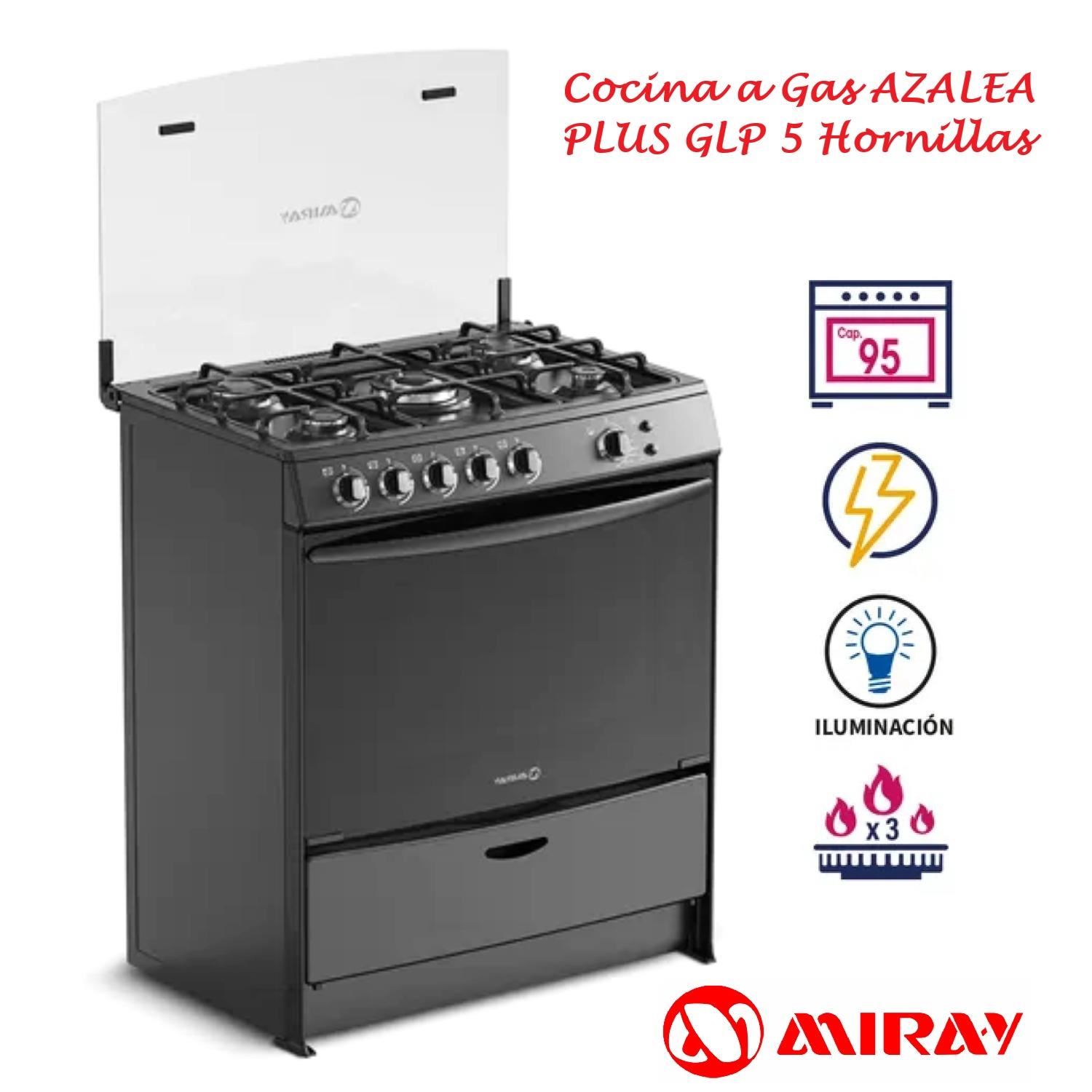 Cocina a Gas Miray AZALEA PLUS GLP 5 Hornillas – Negro