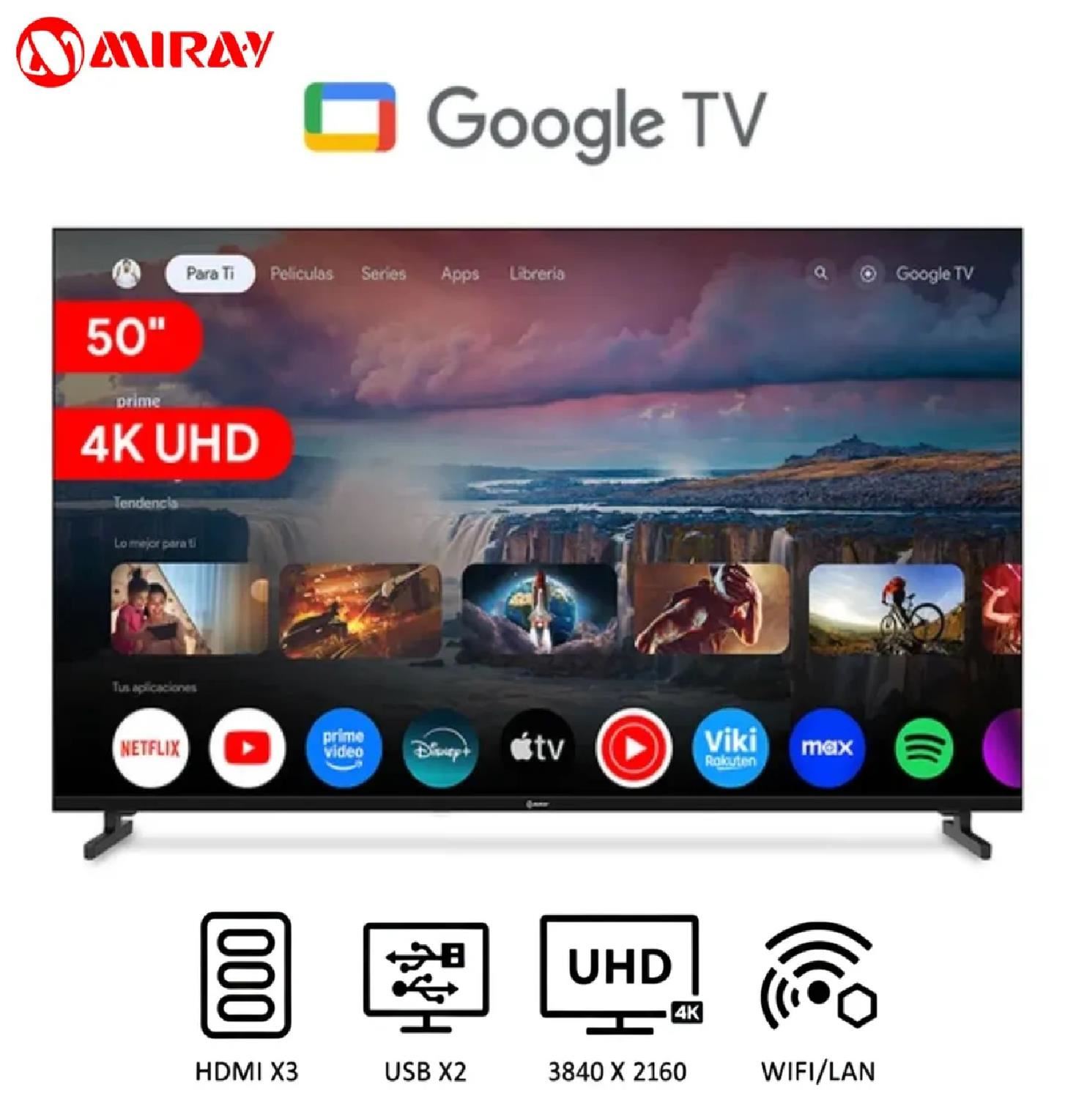 Televisor Miray 50” 4K UHD MK50-E2000GBT Google TV LED - Negro
