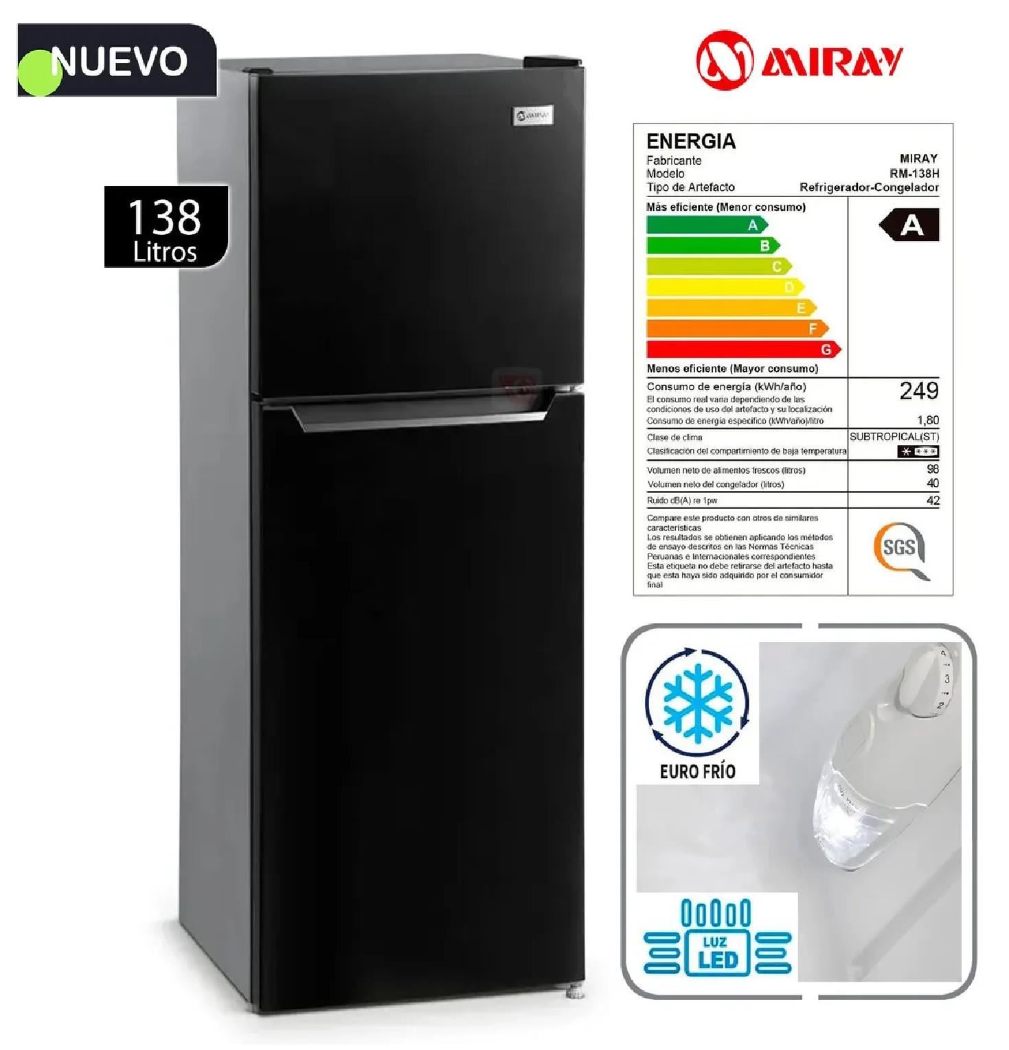 Refrigeradora Miray RM-138H Eurofrío 138L - Negro